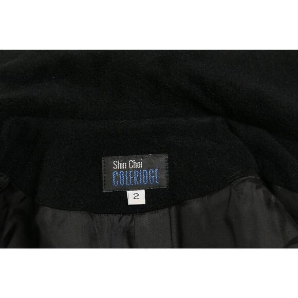 Vintage SHIN CHOI Womens Black Button Down Collar Coat Size 2 - Picture 10 of 10